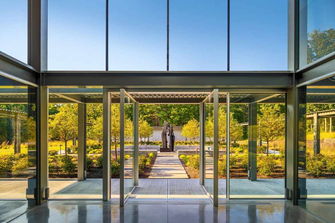 Looking out from the main entry. Residential Recreation Pavilion, NY